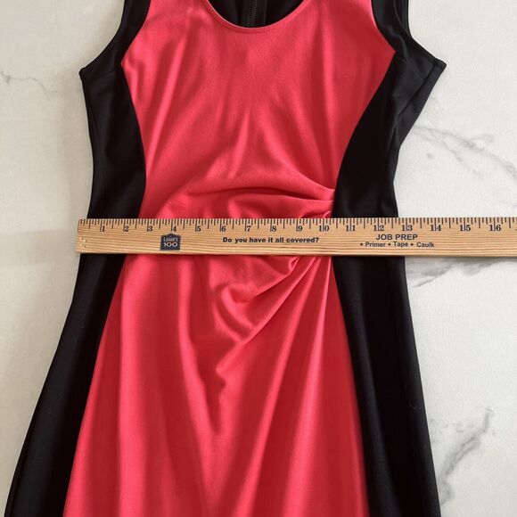 Kenneth Cole Womens Color Block Sleeveless Sheath Dress Coral & Black Size 8 EUC - Picture 6 of 10